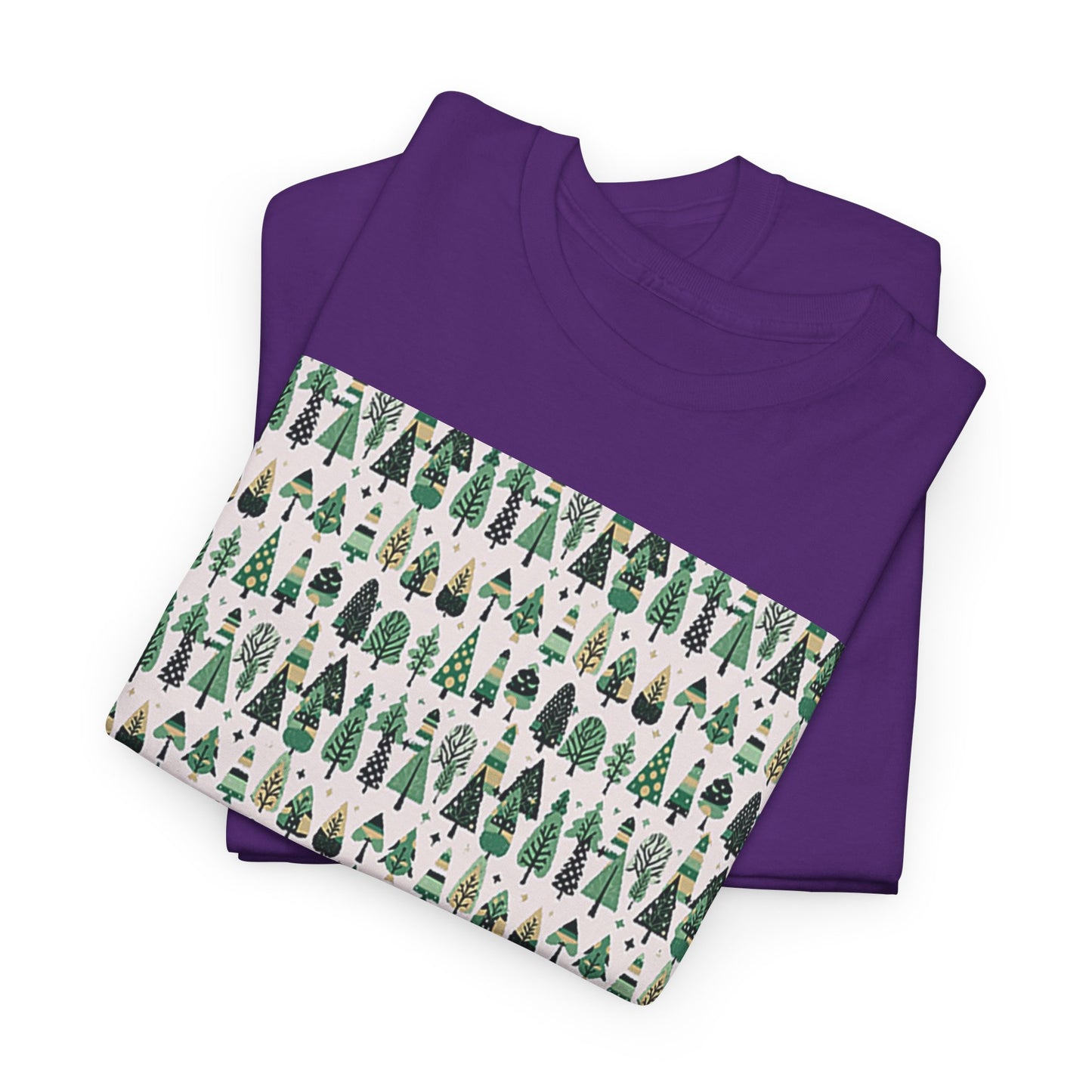Mini Vintage Green Trees Unisex Heavy Cotton Tee, Small