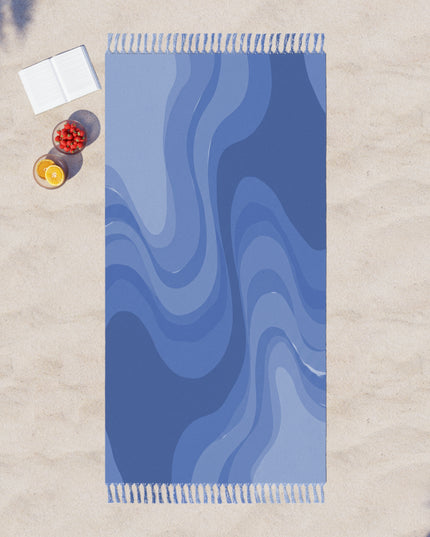Deep Blue Wavey 38" × 81" Boho Beach Cloth
