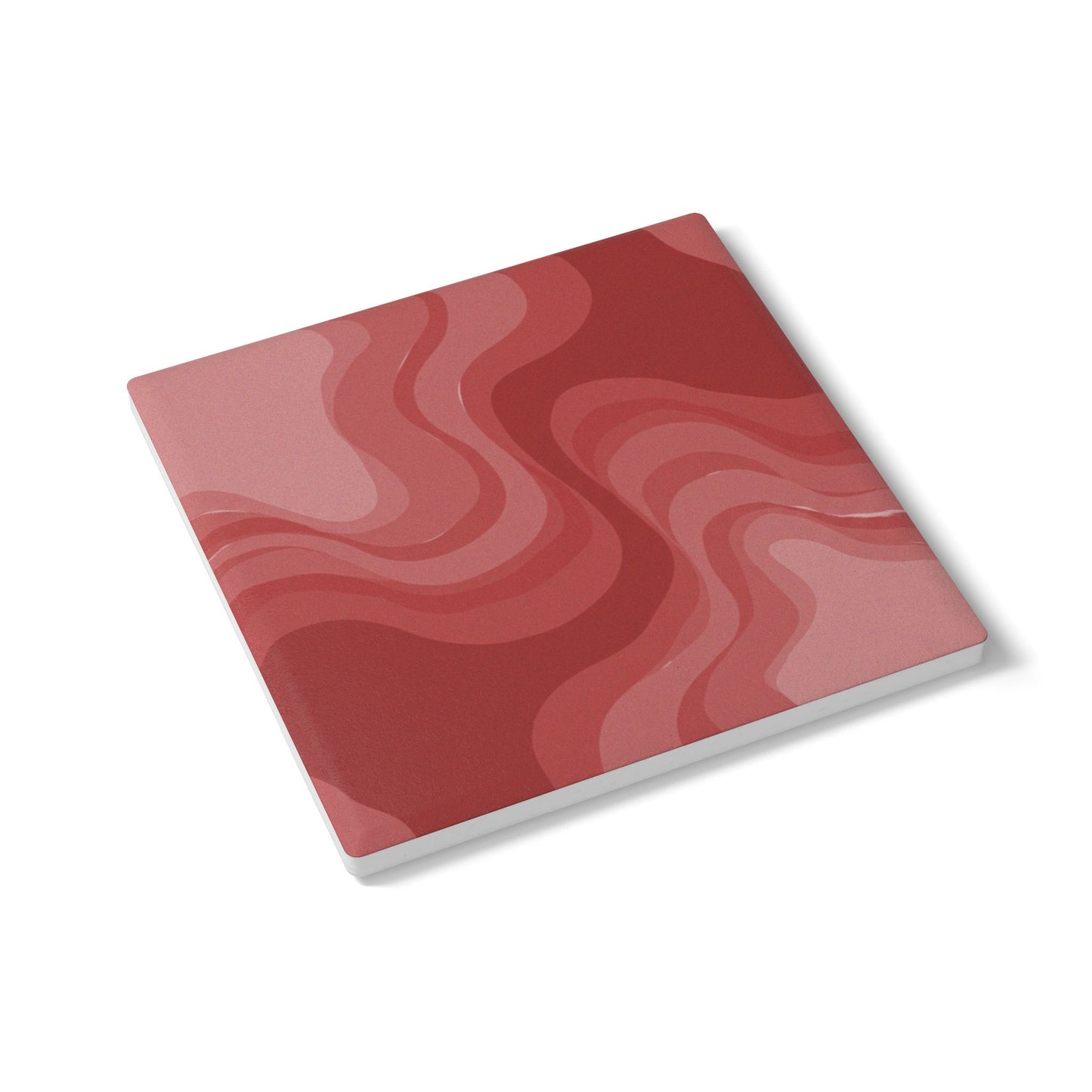 Power Red Wavey 4" x 4" Square Ceramic Coaster