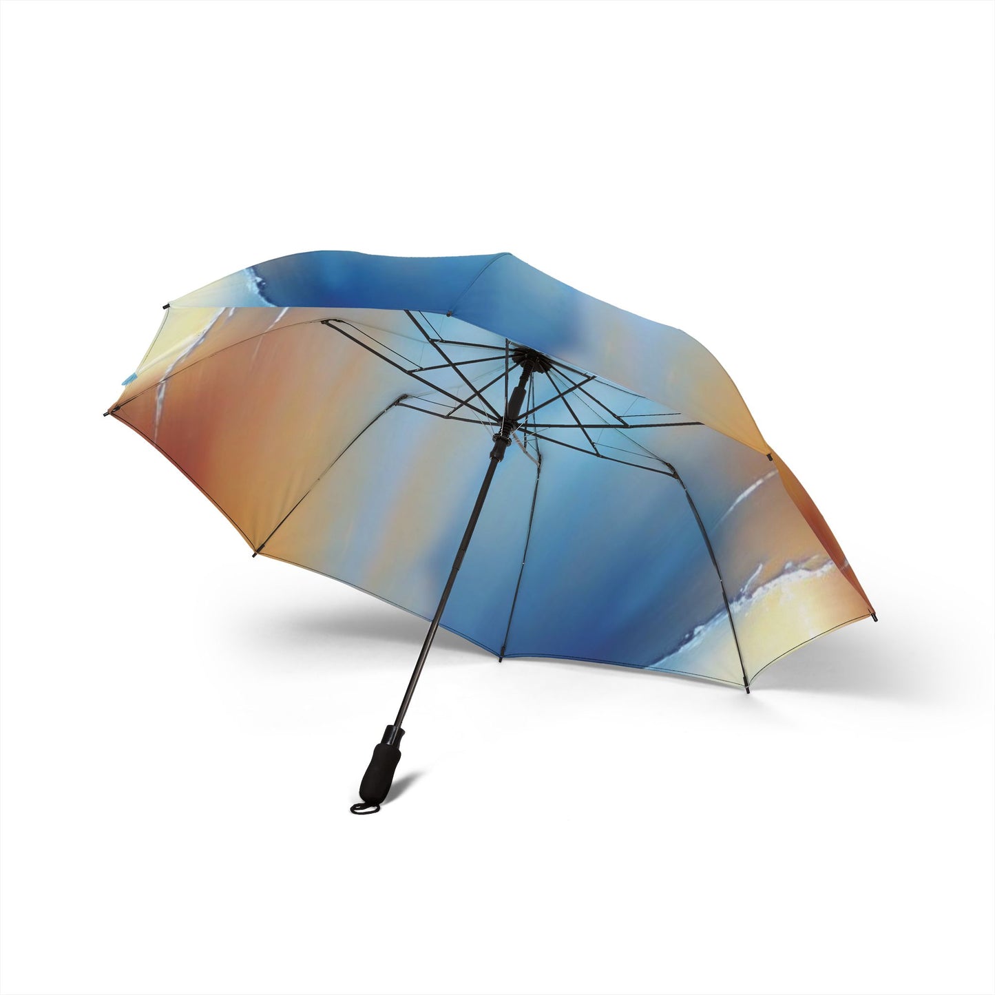 Blue Sea Red Orange Fog Foldable Umbrella - Compact & Chic