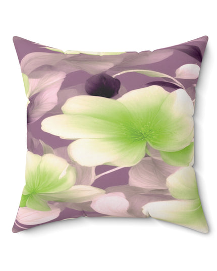 Lime Lavender Floral Bunch Faux Suede Square Pillow, 20" x 20"