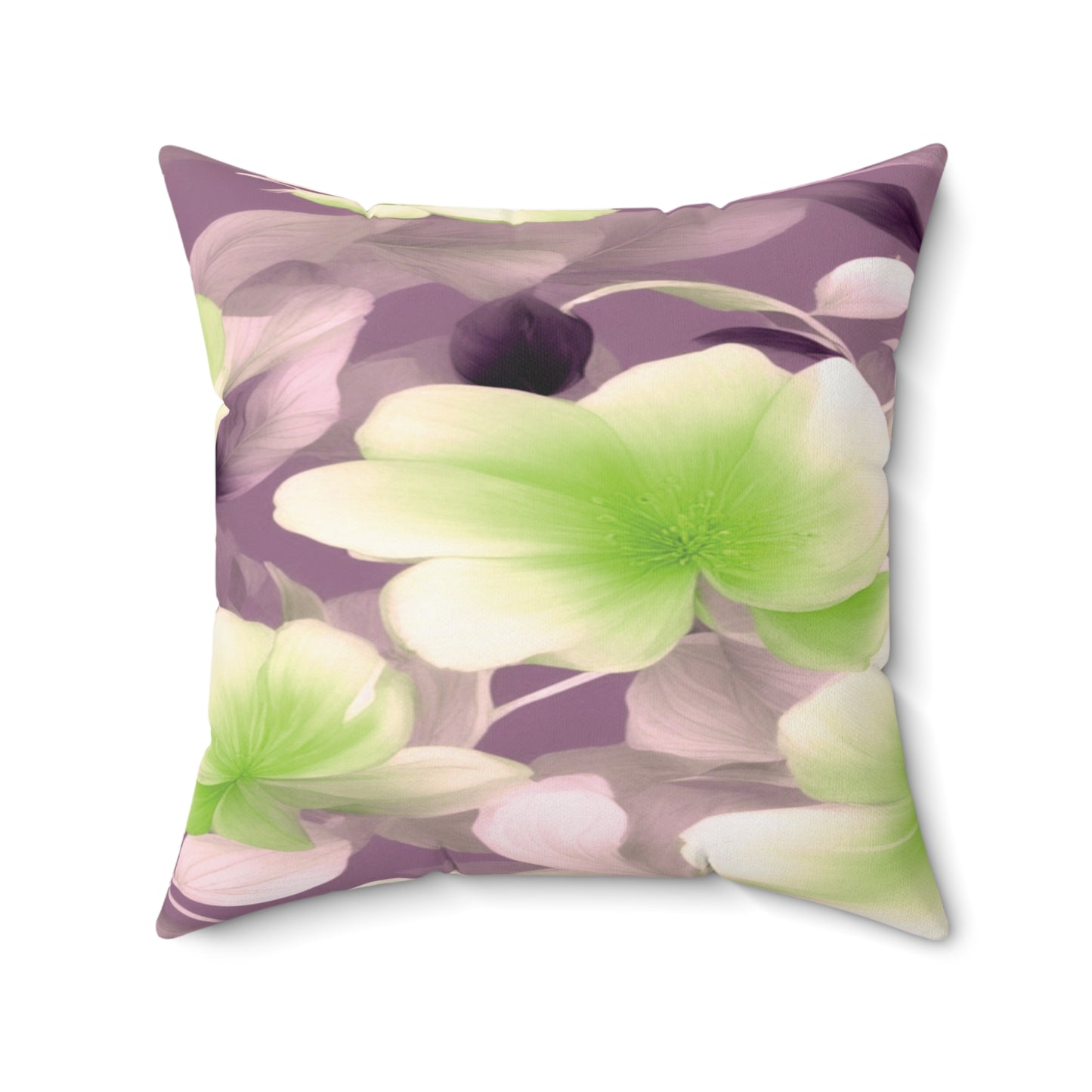 Lime Lavender Floral Bunch Faux Suede Square Pillow, 20" x 20"