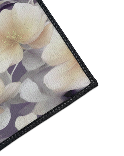 White Blush Floral Bunch Heavy Duty Floor Mat, 18" x 27"