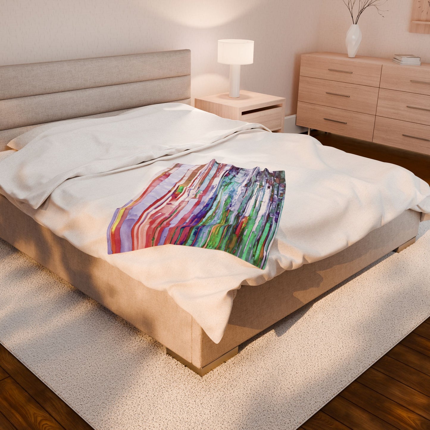 Striped Pastels Velveteen Plush Blanket, 30" x 40"