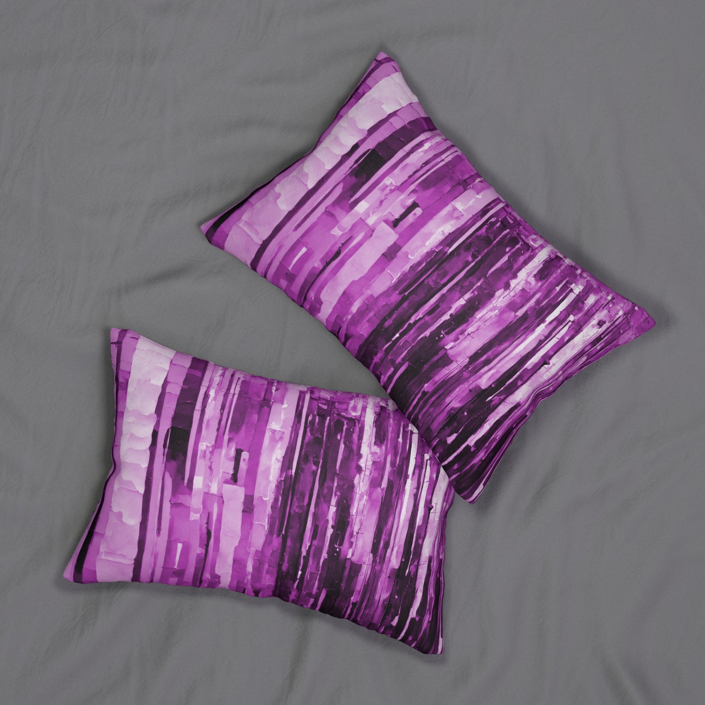 Striped Powder Lavender Pastel Spun Polyester Lumbar Pillow, 20" x 14"