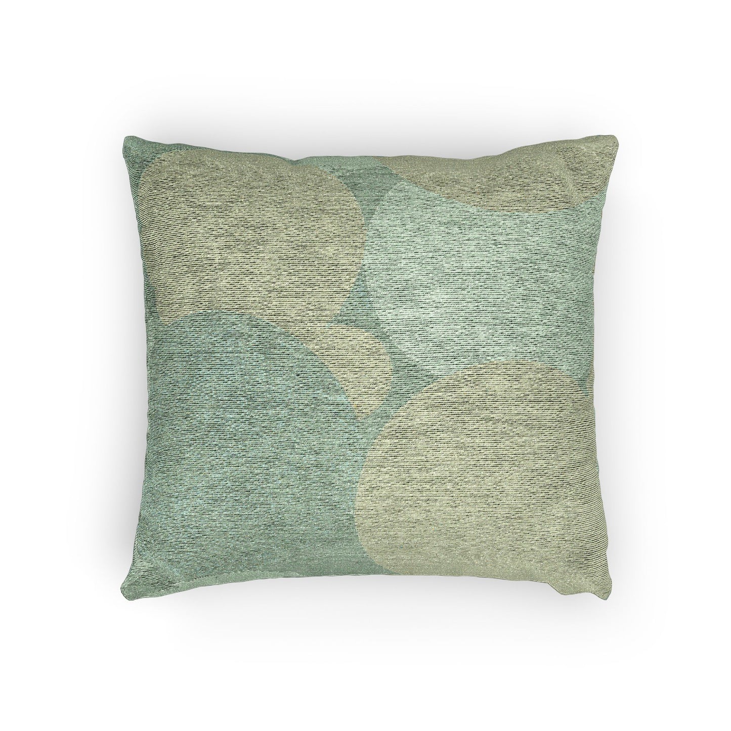 Pastel Blue and Green Patches Woven Pillow, 17" x 18"