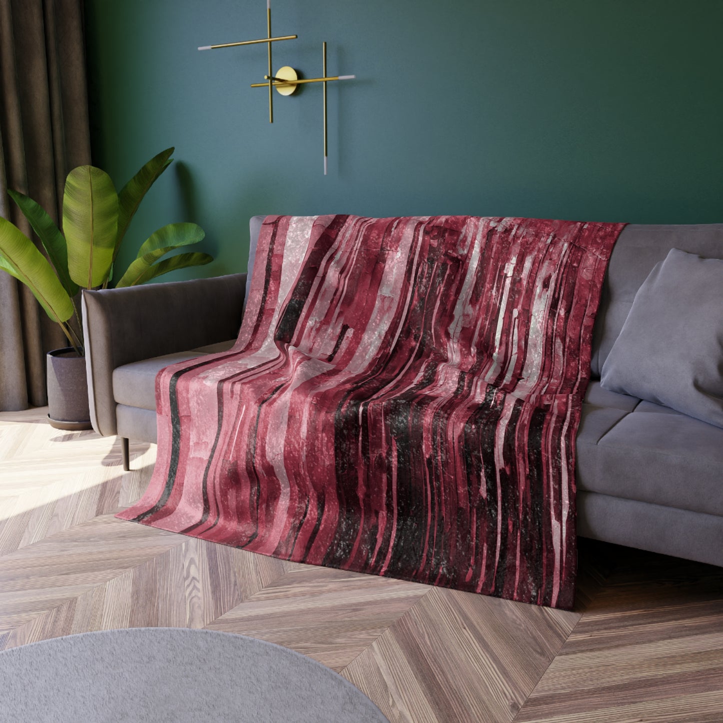Striped Ruby 50" x 60" Crushed Velvet Blanket