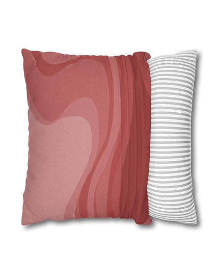 Power Red Wavey Spun Polyester Square Pillowcase, 14" x 14"