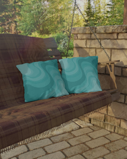 Tif Green Wavey 16" x 16" Outdoor Pillow