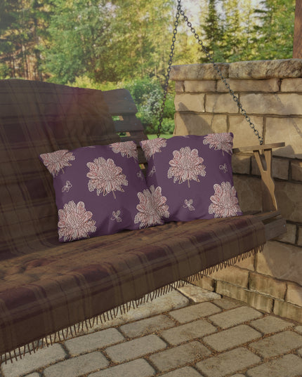 Pink Floral Butterflies 16" x 16" Outdoor Pillow