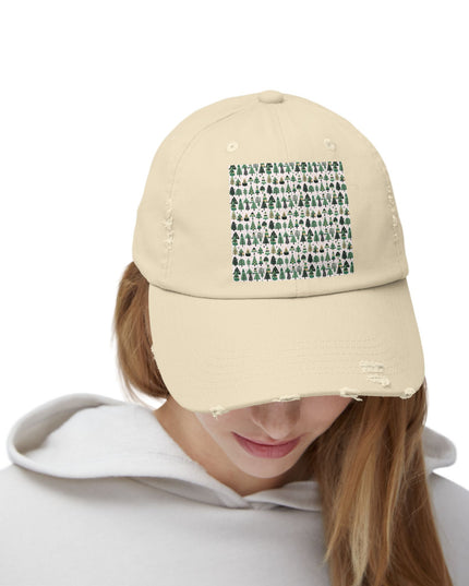 Mini Vintage Green Trees Unisex Distressed Cap