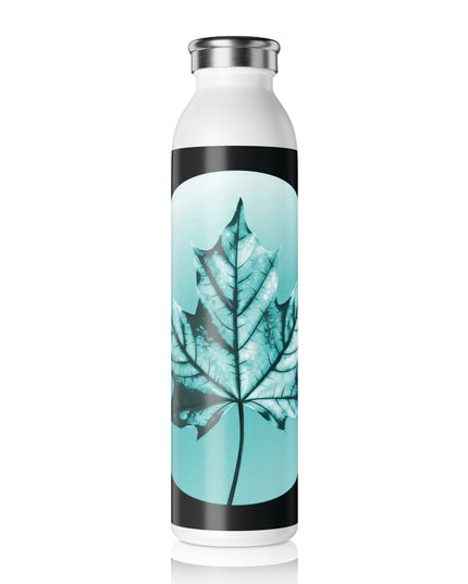 Tif Green Maple Leaf Slim Water Bottle, 20 oz White