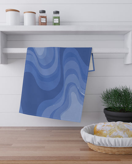 Deep Blue Wavey Tea Towels (cotton, poly), 18" x "30