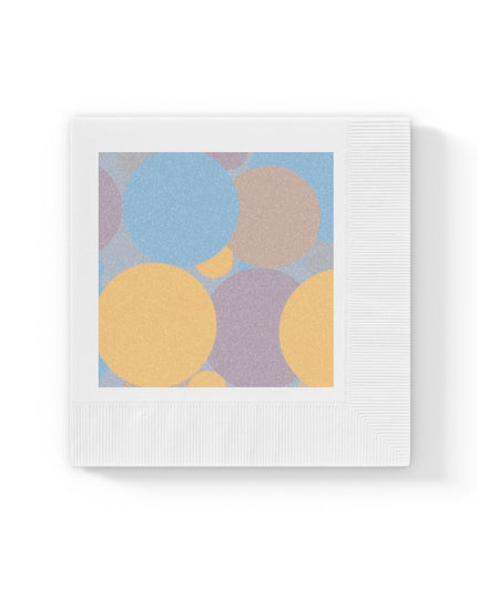 Pastel Baby Blue and Peach Patches White Coined Napkins, 6.5" x 6.5"