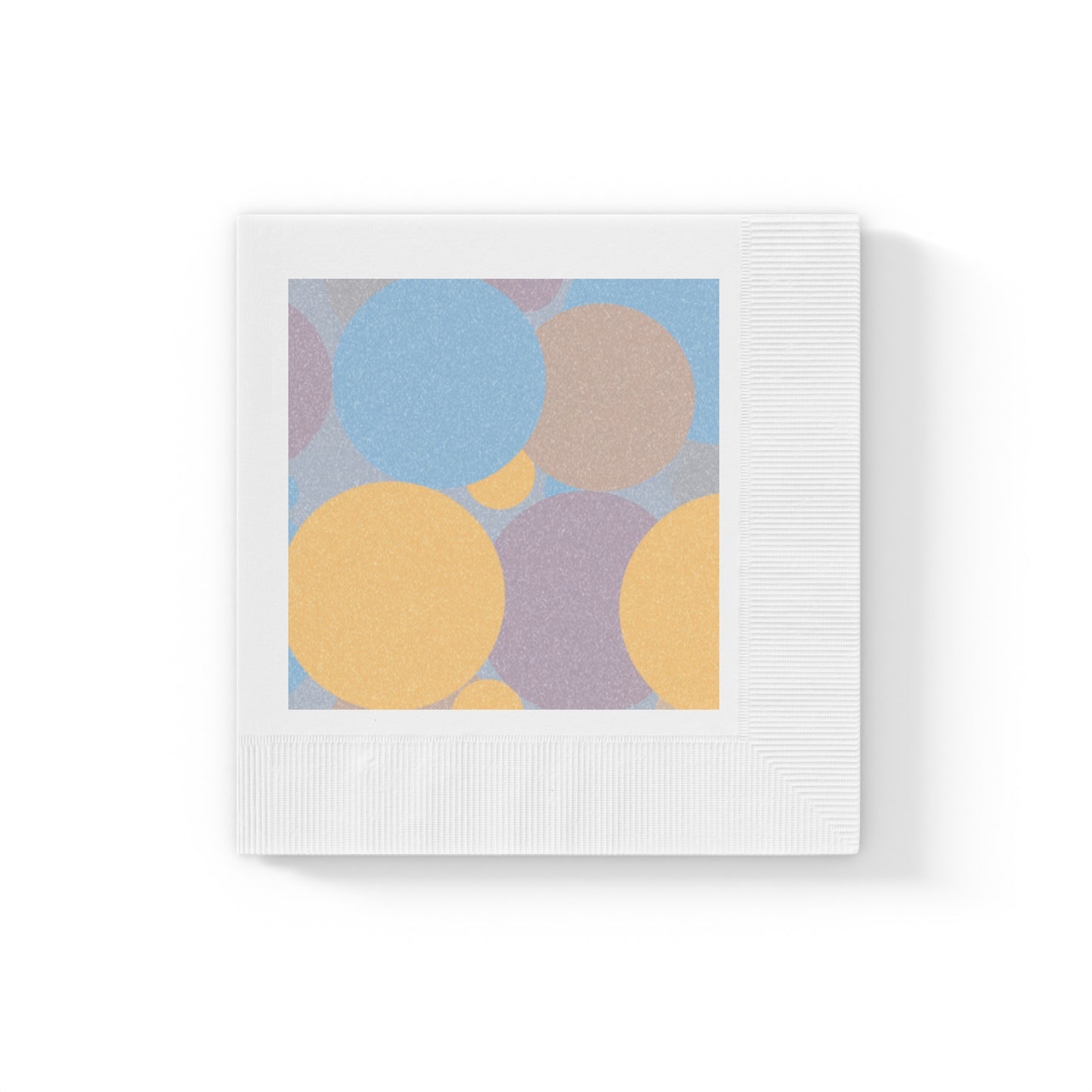 Pastel Baby Blue and Peach Patches White Coined Napkins, 6.5" x 6.5"