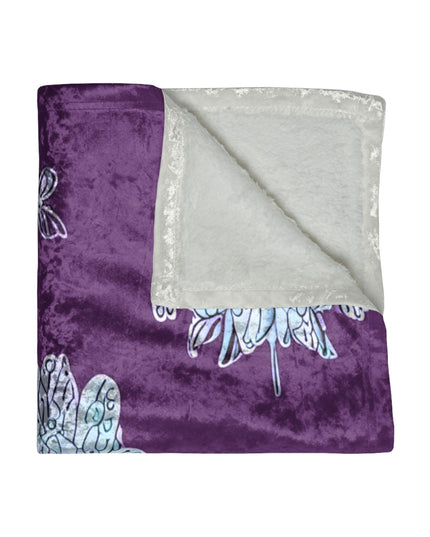 Blue Floral Butterflies 50" x 60" Crushed Velvet Blanket