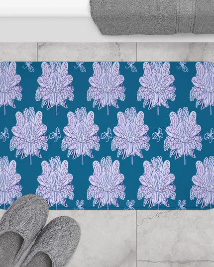 Lavender Floral Butterflies 34" x 21" Bath Mat