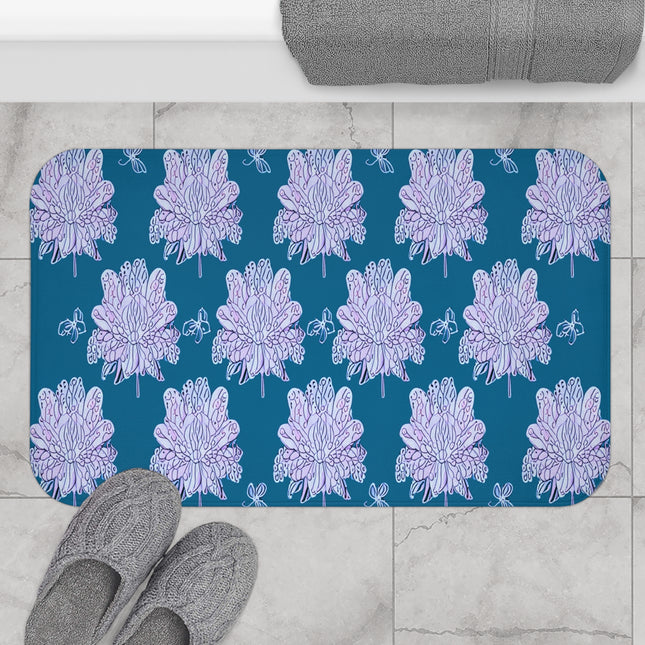 Lavender Floral Butterflies 34" x 21" Bath Mat