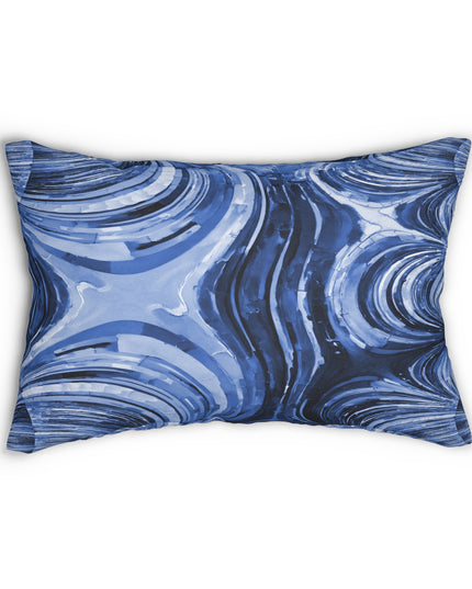 Uzi Spiral Deep Blue Spun Polyester Lumbar Pillow, 20" x 14"
