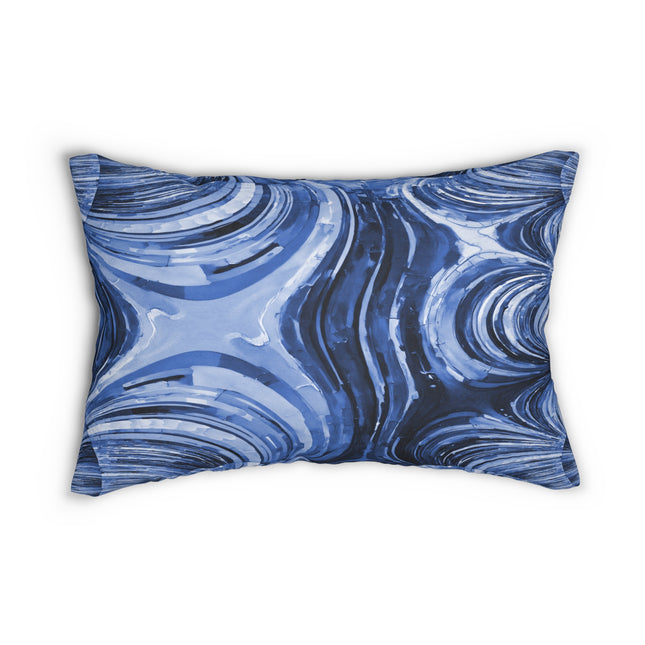 Uzi Spiral Deep Blue Spun Polyester Lumbar Pillow, 20" x 14"