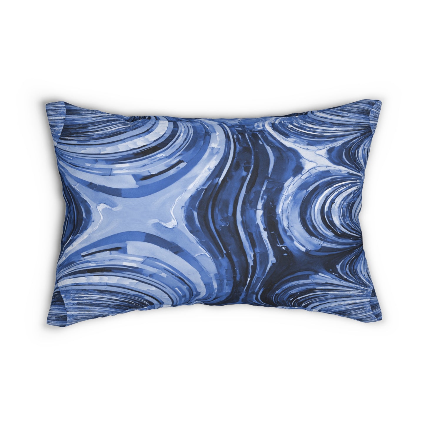 Uzi Spiral Deep Blue Spun Polyester Lumbar Pillow, 20" x 14"