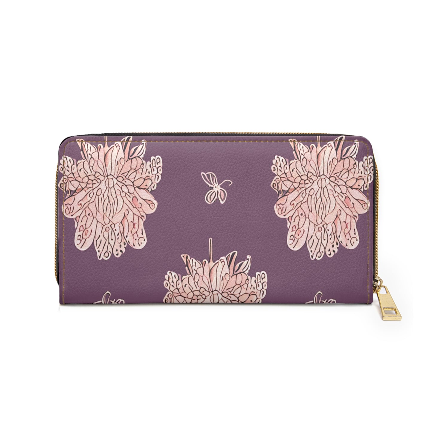 Pink Floral Butterflies Elegant Abstract Zipper Wallet - Stylish & Functional Accessory for Everyday Use