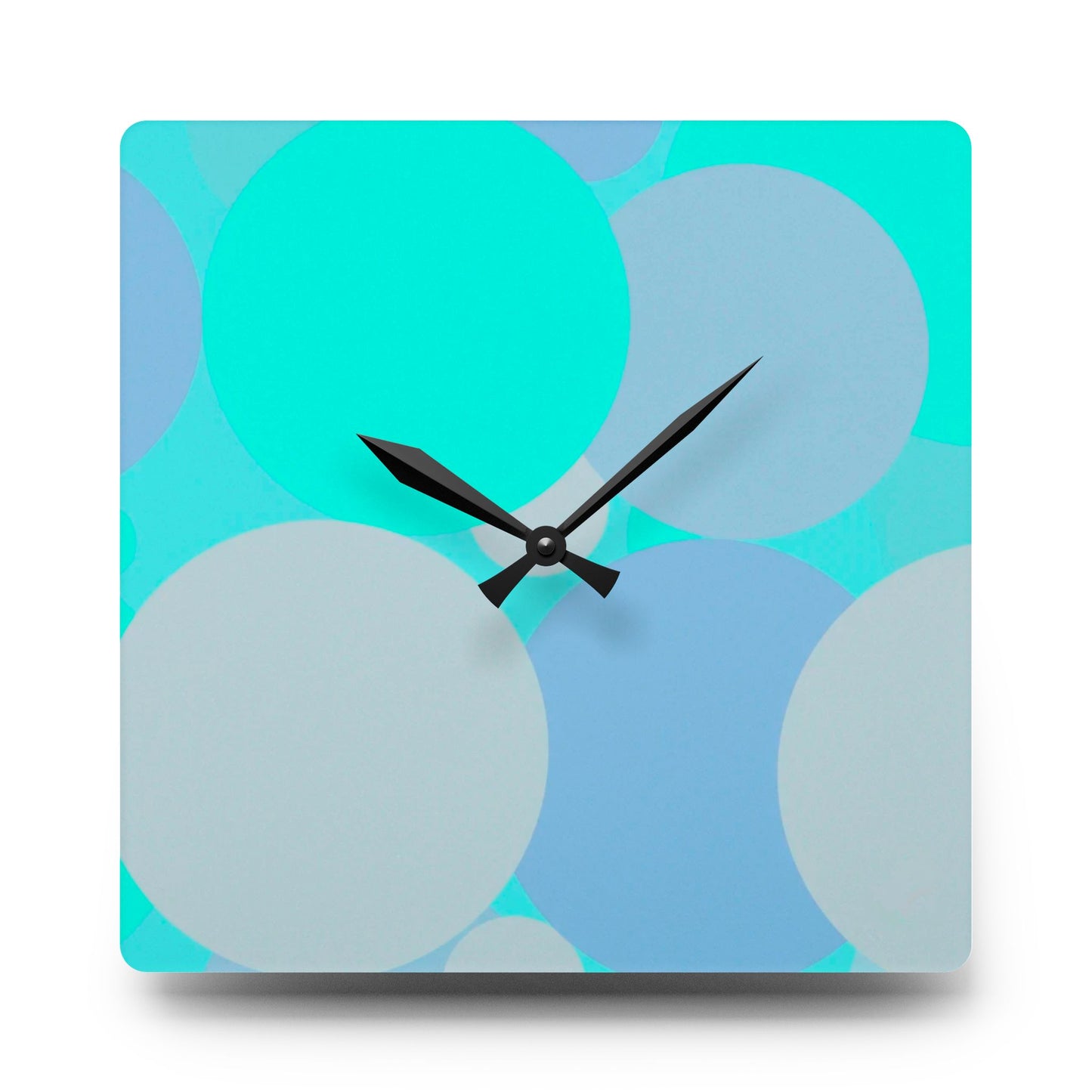 Pastel Tan and Tif Patches Acrylic Wall Clock, Round or Square, 10.75" x 10.75"
