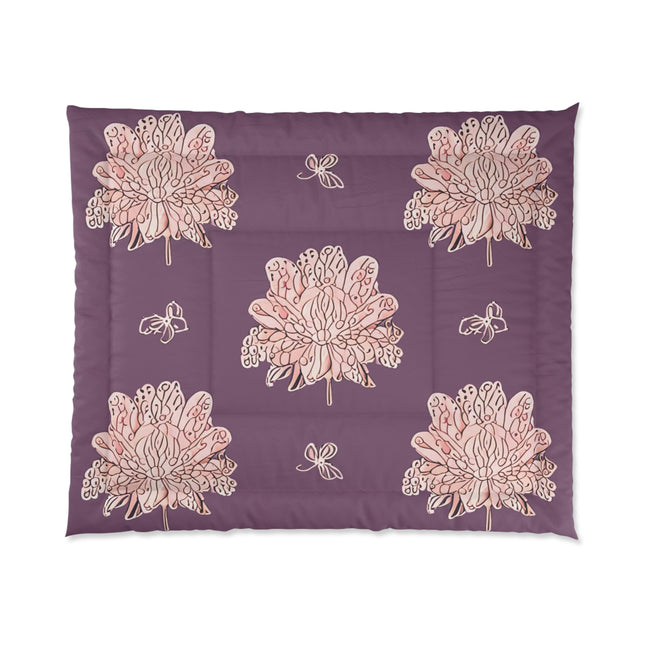 Pink Floral Butterflies 104" × 88" Comforter