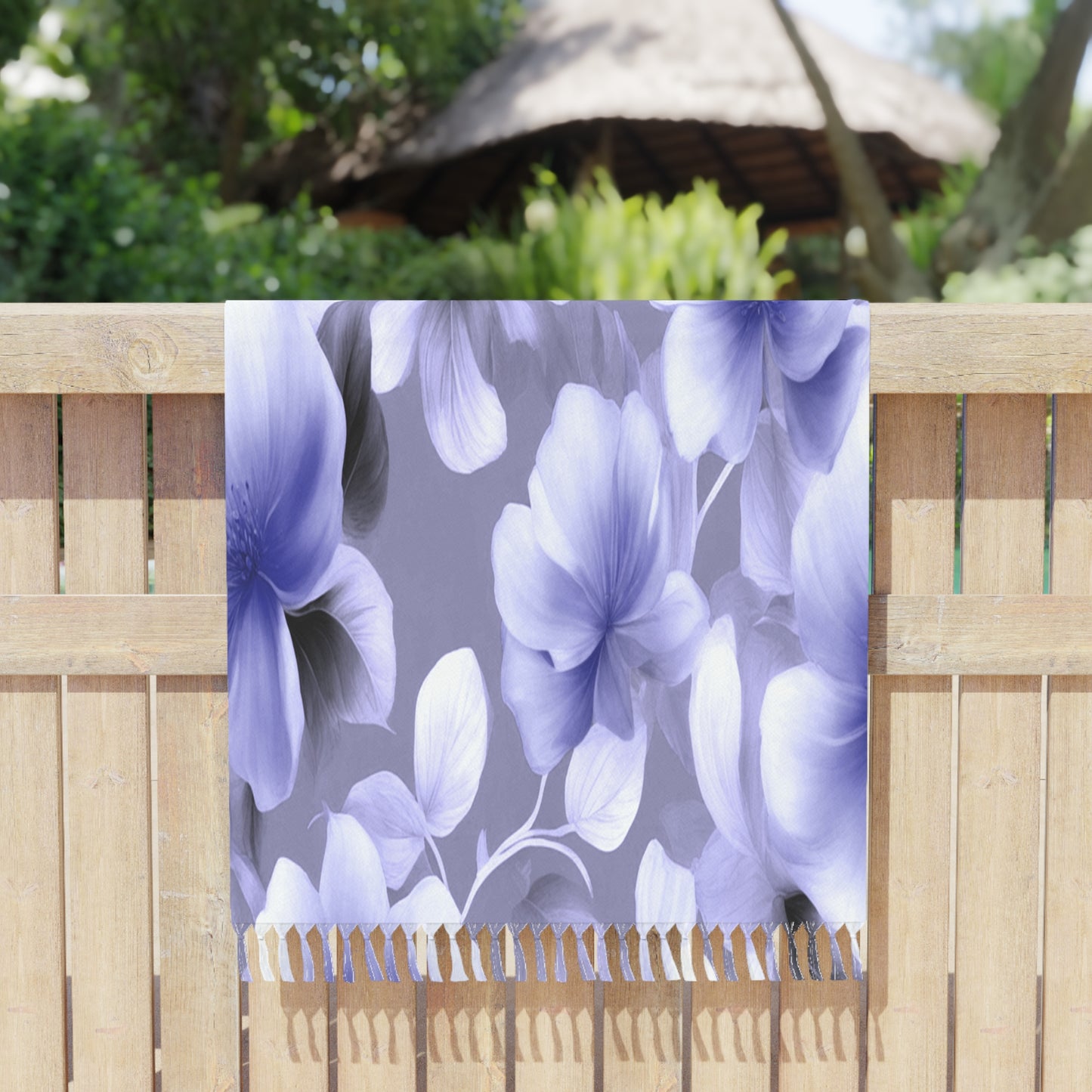 Indigo Blossom Floral Bunch 38" × 81" Boho Beach Cloth