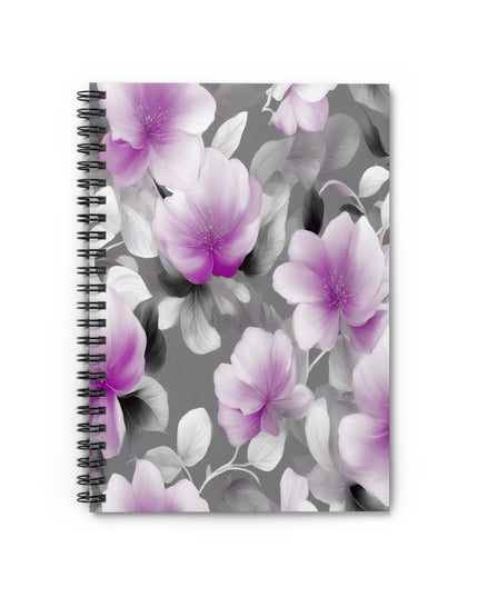 Purple Blossom Floral Bunch Spiral Notebook - Ruled Line, 6" x 8", 118 pages