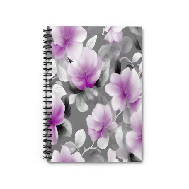 Purple Blossom Floral Bunch Spiral Notebook - Ruled Line, 6" x 8", 118 pages