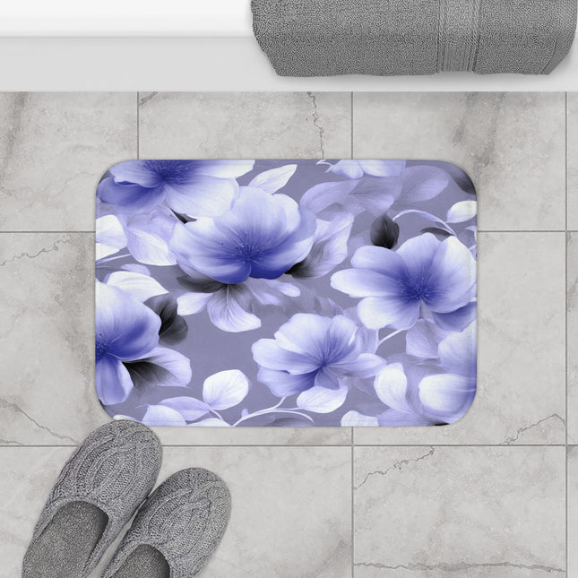 Indigo Blossom Floral Bunch 24" x 17" Bath Mat