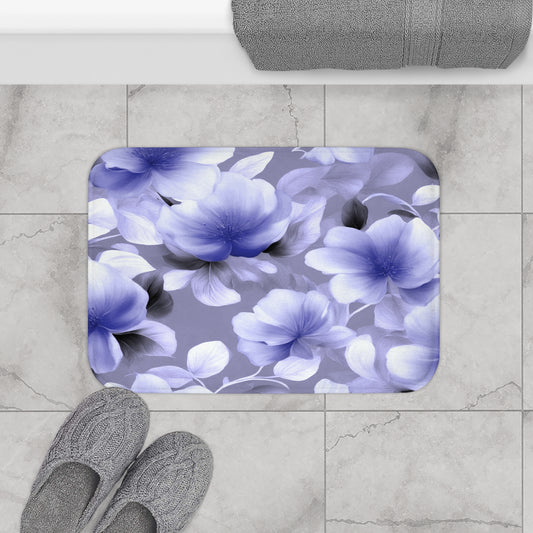 Indigo Blossom Floral Bunch 24" x 17" Bath Mat