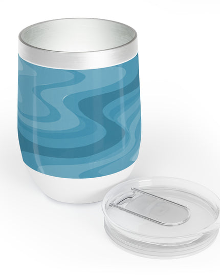 Sky Blue Wavey 12 oz Chill Wine Tumbler