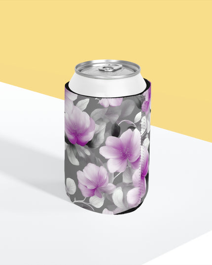 Purple Blossom Floral Bunch 12 oz Can Cooler Sleeve