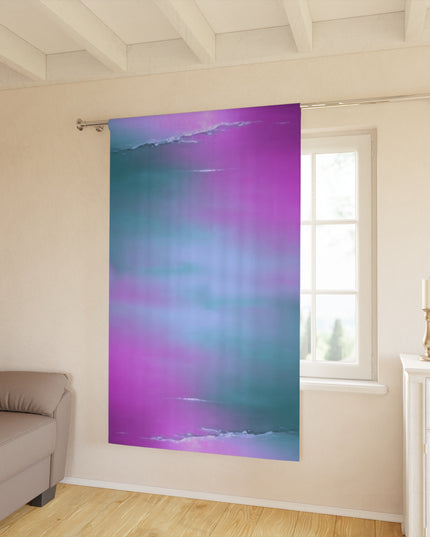 Dark Blue Green Sea Purple Fog Window Curtain, 50" x  84", blackout