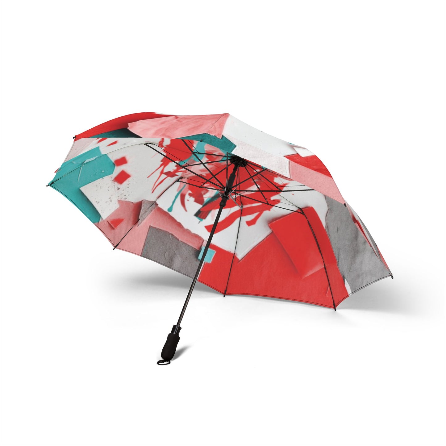 Neon Red Paper Paint Foldable Umbrella - Compact & Chic