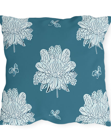 Tif Green White Floral Butterflies 20" x 20" Outdoor Pillows