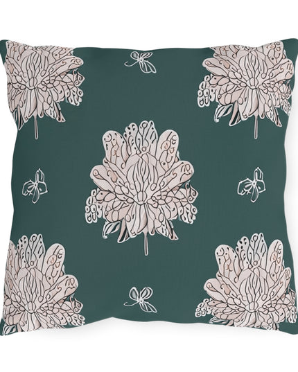 Soft White Floral Butterflies 16" x 16" Outdoor Pillow