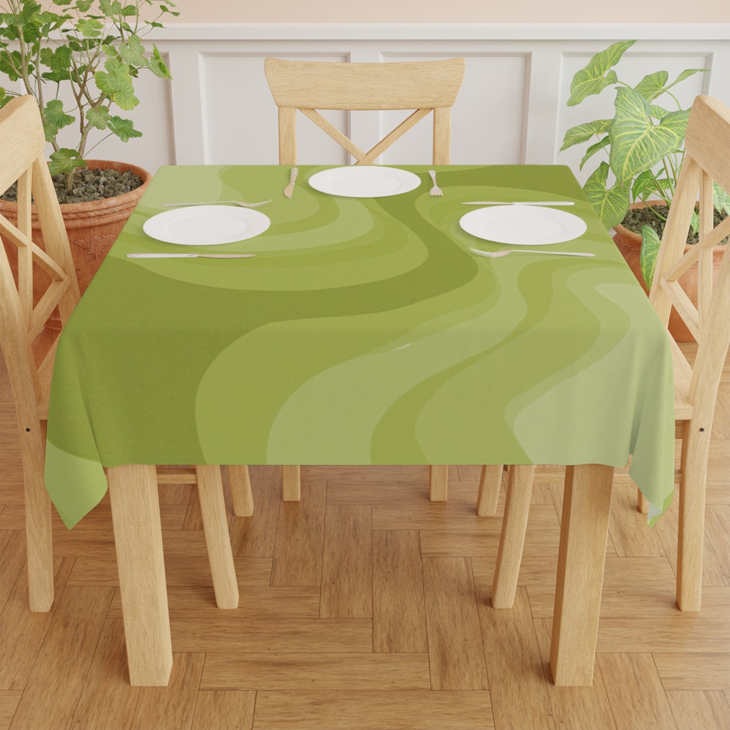 Lemon Wavey Tablecloth, 55" x 55"