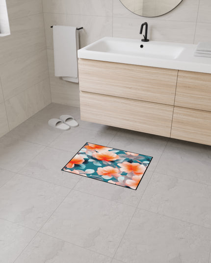 Orange Blossom Floral Bunch Heavy Duty Floor Mat, 18" x 24"