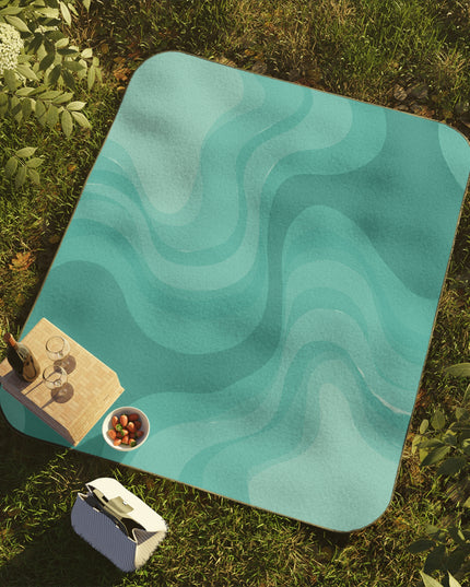 Tif Green Wavey 61" × 51" Picnic Blanket