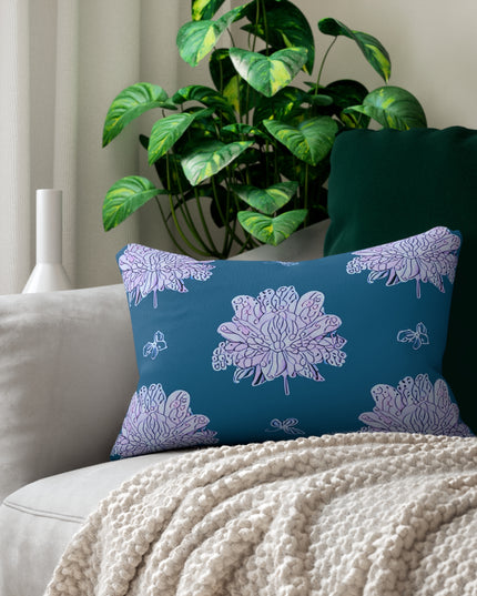Lavender Floral Butterflies Spun Polyester Lumbar Pillow, 20" x 14"