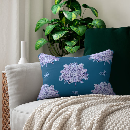 Lavender Floral Butterflies Spun Polyester Lumbar Pillow, 20" x 14"