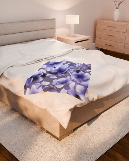Indigo Blossom Floral Bunch Velveteen Plush Blanket, 30" x 40"