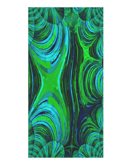 Uzi Spiral Blue Green Mink-Cotton Towel (50% polyester, 50% cotton),  30" x 60"