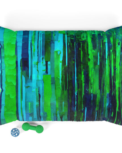Striped Blue Green 40" × 30" Pet Bed