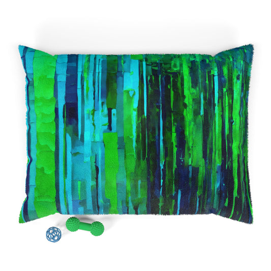 Striped Blue Green 40" × 30" Pet Bed