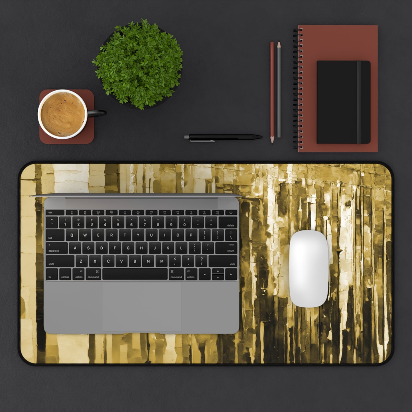 Striped Light Brown 12" x 22" Desk Mat