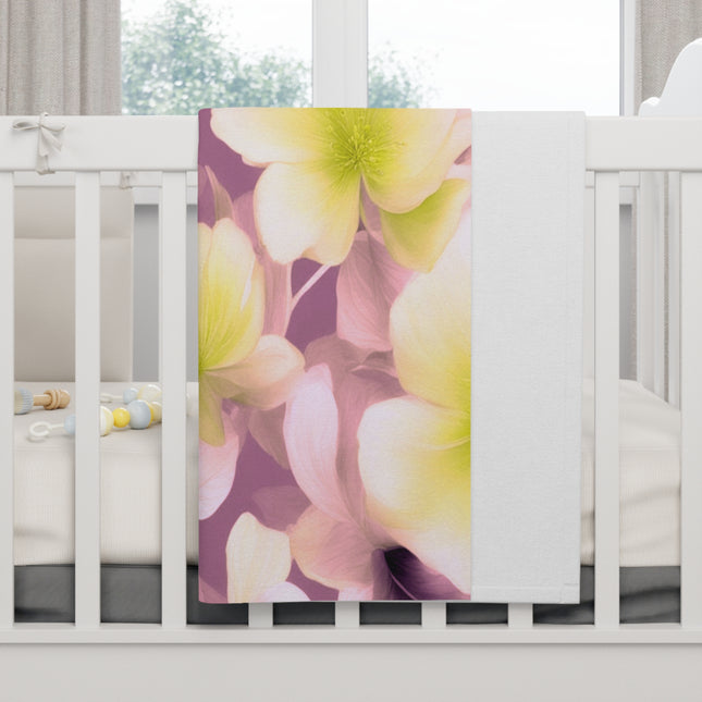 Lemon Blossom Floral Bunch Soft Fleece Baby Blanket, 30" x 40"